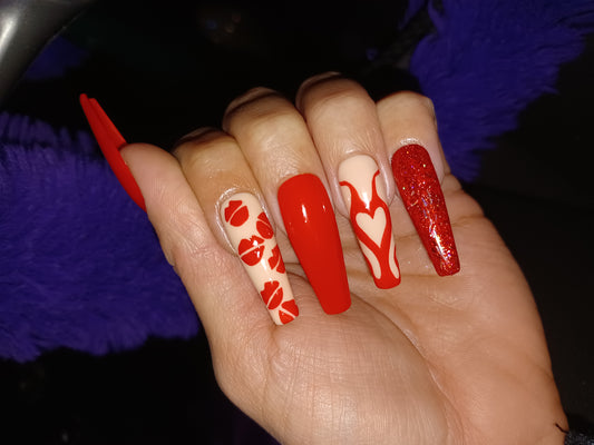 Red Hot Valentines Day Press On Nails