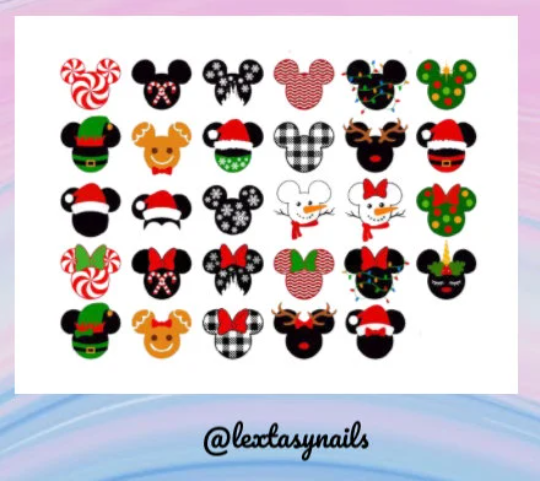 Mouse Christmas Water Slide Nail Decals