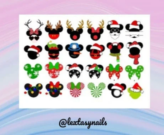 Mouse Christmas Water Slide Nail Decals